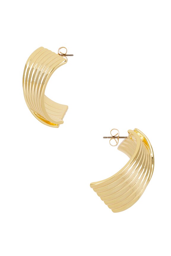view 2 of 2 Textured Lines Stud Earrings in Gold