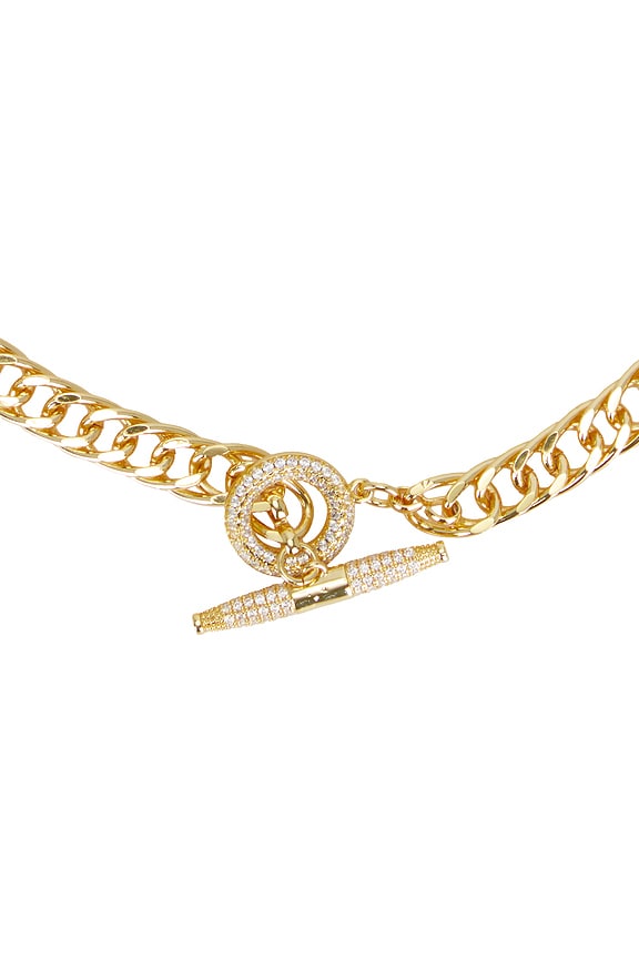 view 2 of 2 All About That Chain Crystal Necklace in Gold