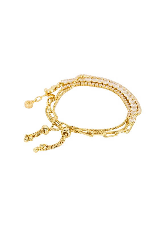 view 2 of 4 Crystal Chain Bracelet Set of 3 in Clear & Gold