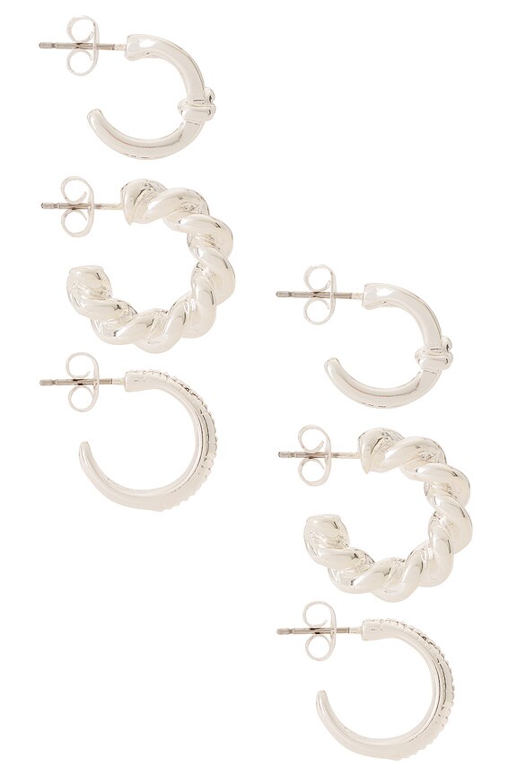 view 2 of 3 SET PENDIENTES TWIST & TEXTURE in Silver