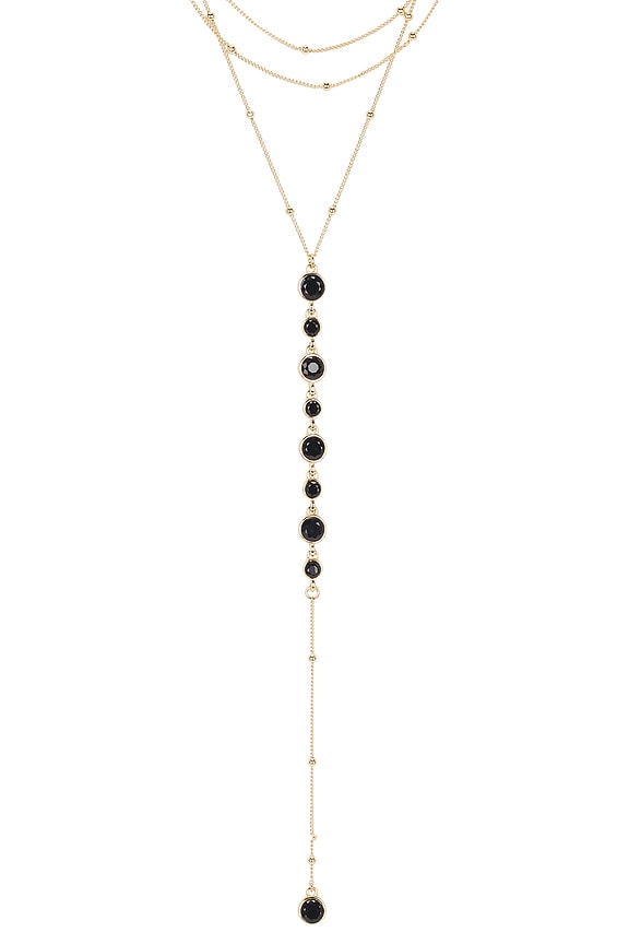 view 2 of 2 Lariat Necklace in Black in Green & Gold