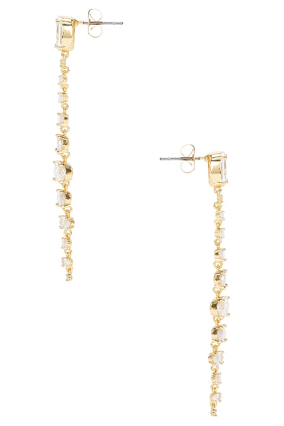 view 2 of 2 Diamond Drop Earrings in Clear & Gold