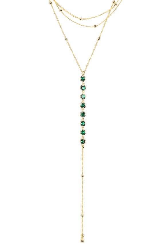 view 2 of 2 Lariat Necklace in Green & Gold