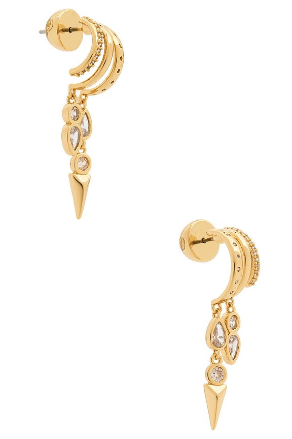 view 2 of 3 Royal Crystal Drop Earrings in Clear Crystal & Gold