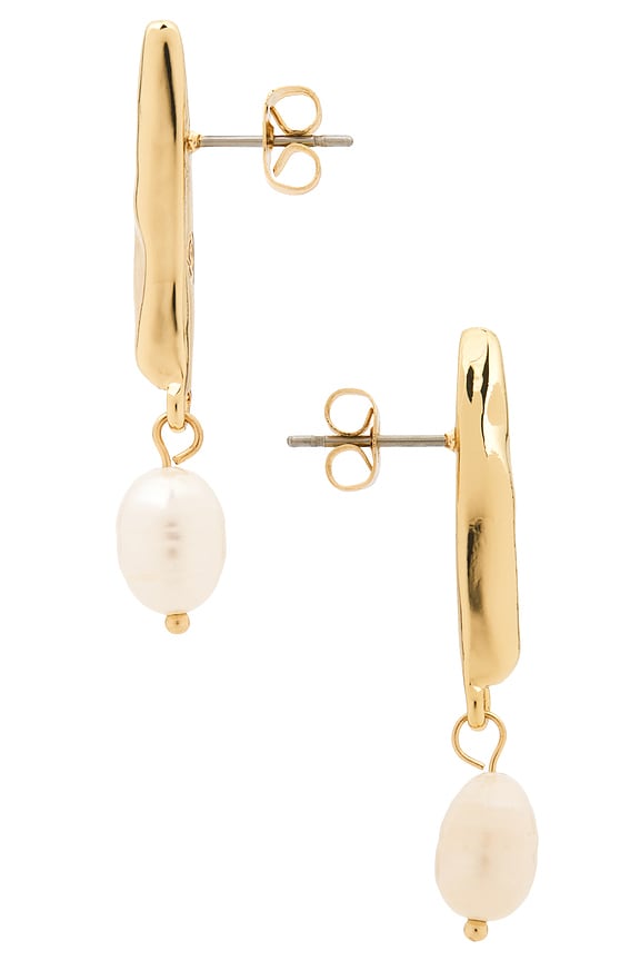 view 2 of 2 PENDIENTES LARGOS LIQUID LUX in Pearl & Gold