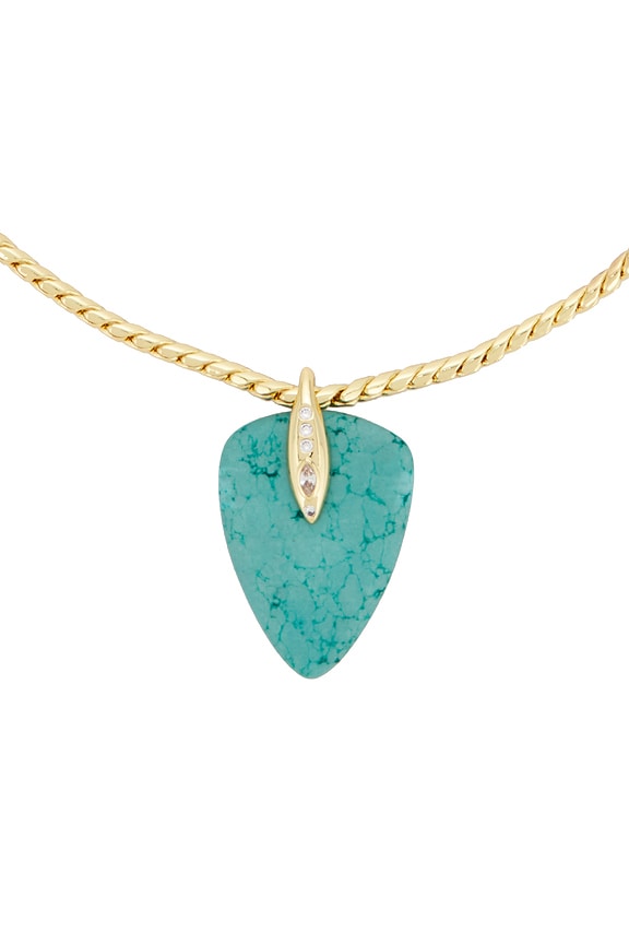 view 2 of 3 Twisted Turquoise Statement Pendant Necklace in Turquoise & Gold