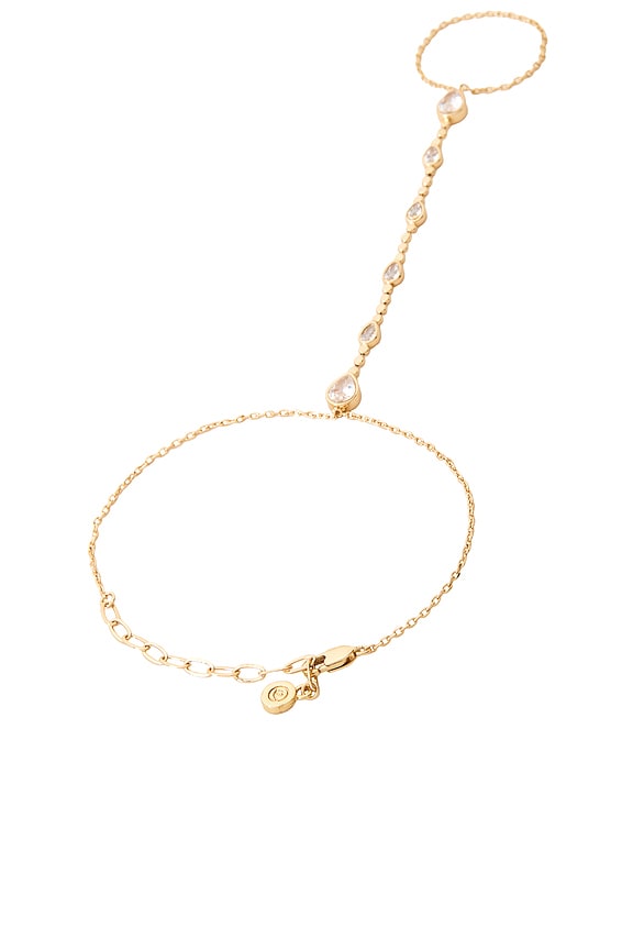 view 2 of 2 Liquid Metal Hand Chain in Clear Crystal & Gold