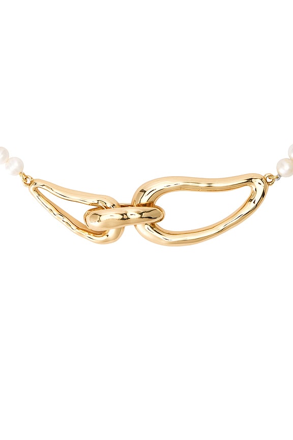 view 2 of 2 Molten Muse Pearl Necklace in Clear Crystal & Gold