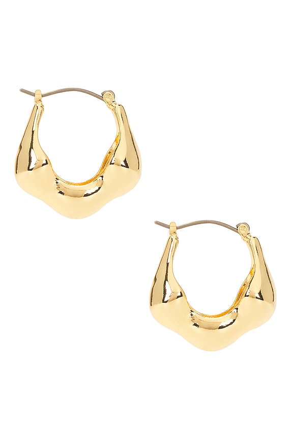 view 2 of 3 Molten Metal Hoop Earrings in Gold