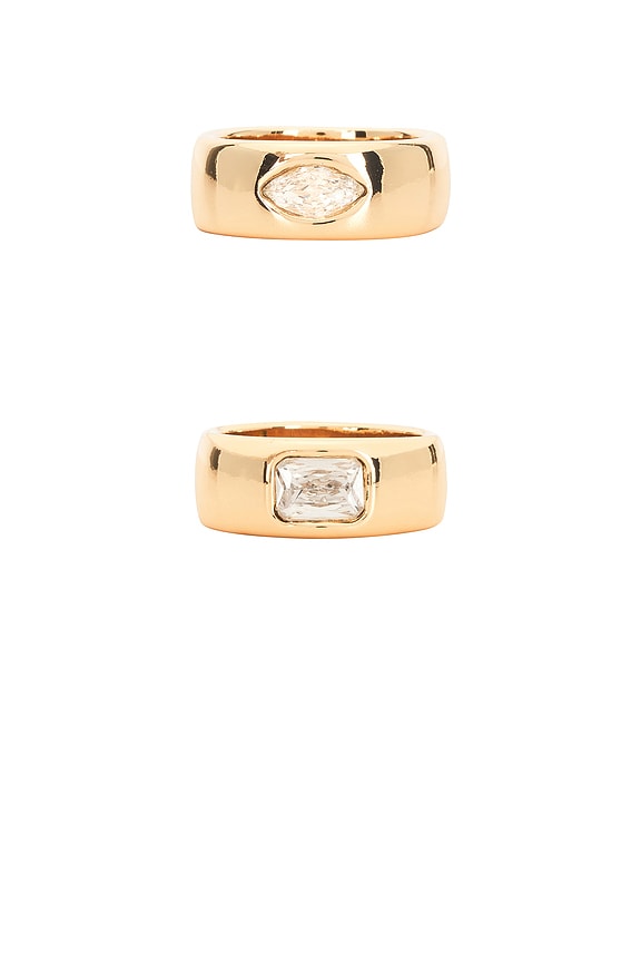 view 2 of 3 Crystal Stack Ring Set in Gold