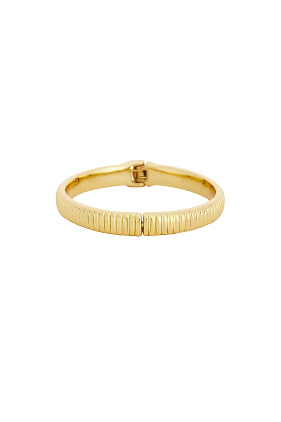 view 2 of 3 Ribbed Stacking Bangle Bracelet in Gold