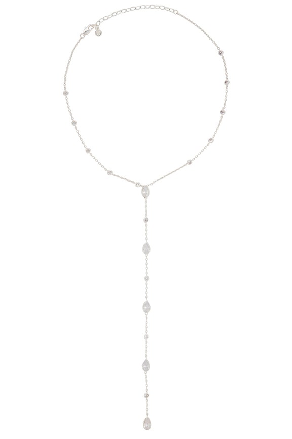 view 1 of 3 Marquise Crystal Lariat Necklace in Silver