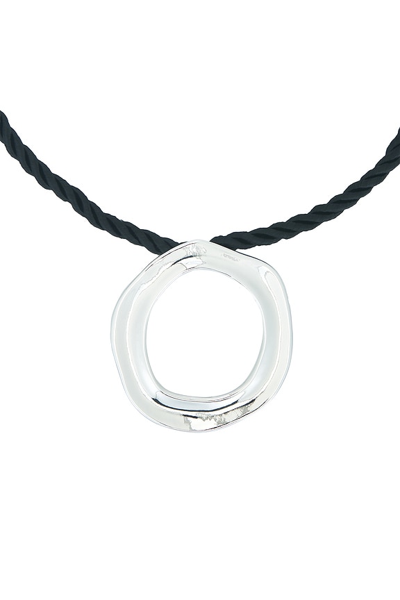 view 2 of 3 Open Circle Silk Necklace in Black & Silver