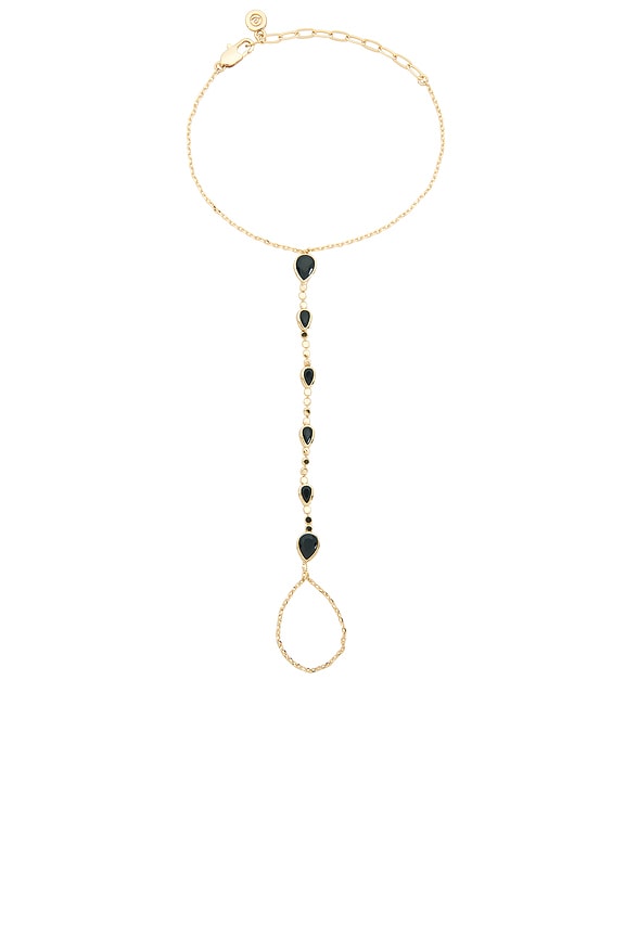 view 2 of 3 Dripping Crystal Hand Chain in Black & Gold
