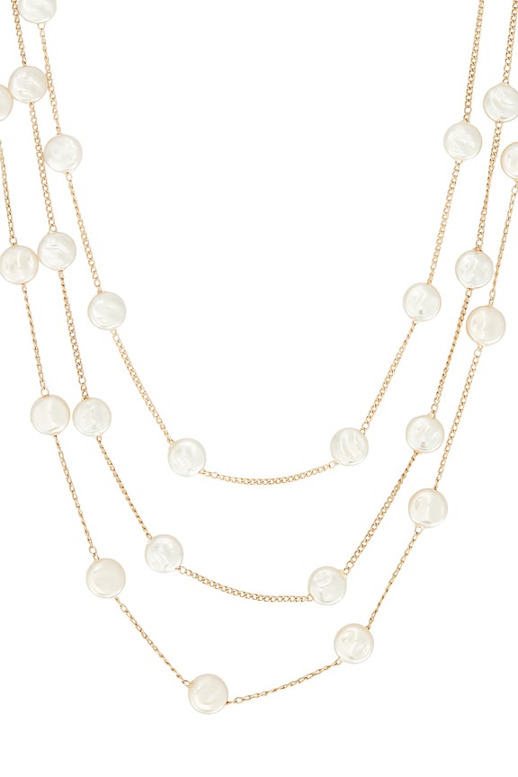 view 2 of 3 Coin Pearl Layered Necklace in Gold