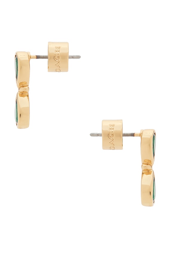 view 2 of 2 Infinity Crystal Studs in Emerald Crystal & Gold