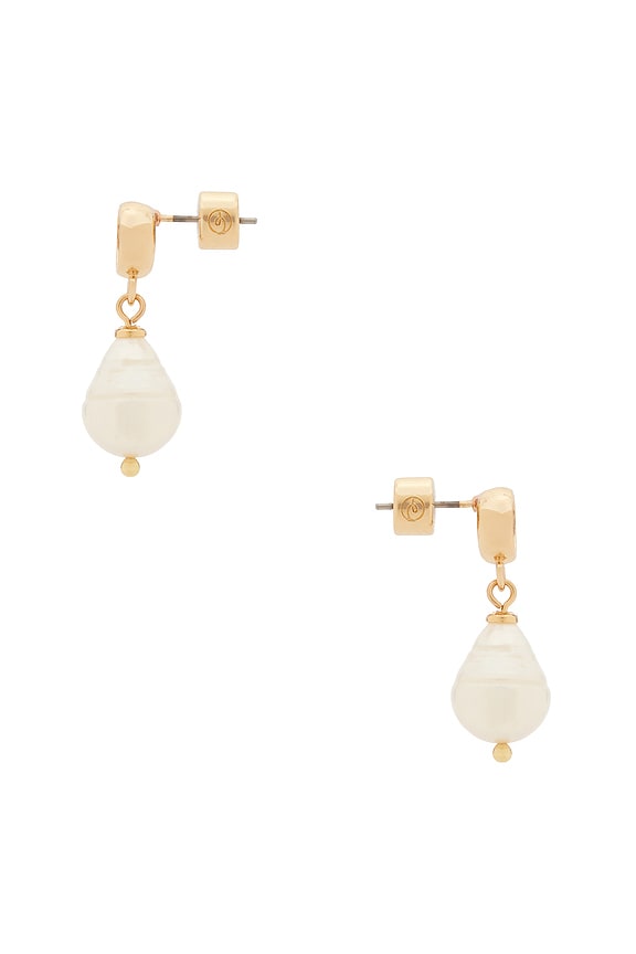 view 2 of 2 Simple Pearl Drop Earrings in Pearl & Gold