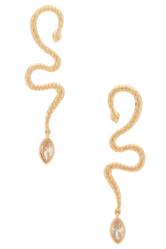 view 1 of 2 Serpentina Statement Earring in Clear Crystal & Gold