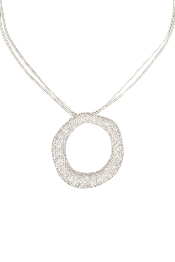 view 2 of 3 Open Circle Pave Necklace in Clear Crystal & Silver