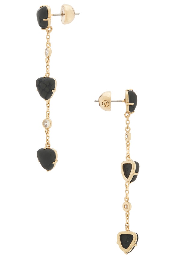 view 2 of 2 PENDIENTES LARGOS BLACK SOLSTICE in Black Stone & Gold