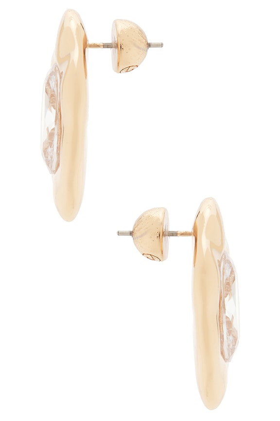 view 2 of 2 PENDIENTES DE TACHUELA MOLTEN GLOW STUDS in Clear Crystal & Gold