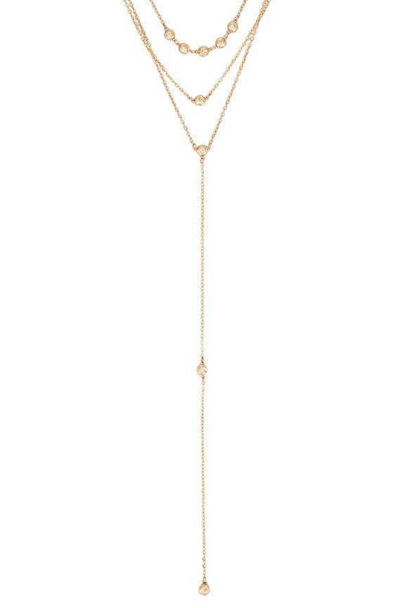 view 2 of 3 COLLAR LARIAT CON NIVELES MOLTEN in Clear Crystal & Gold