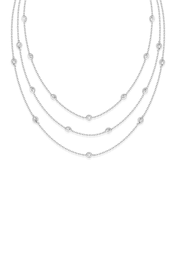 view 2 of 4 Crystal Dot Layered Necklace in Clear Crystal & Silver