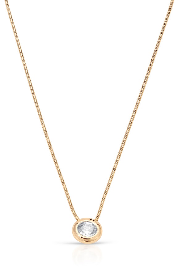 view 2 of 2 Donut Crystal Pendant Necklace in Clear Crystal & Gold