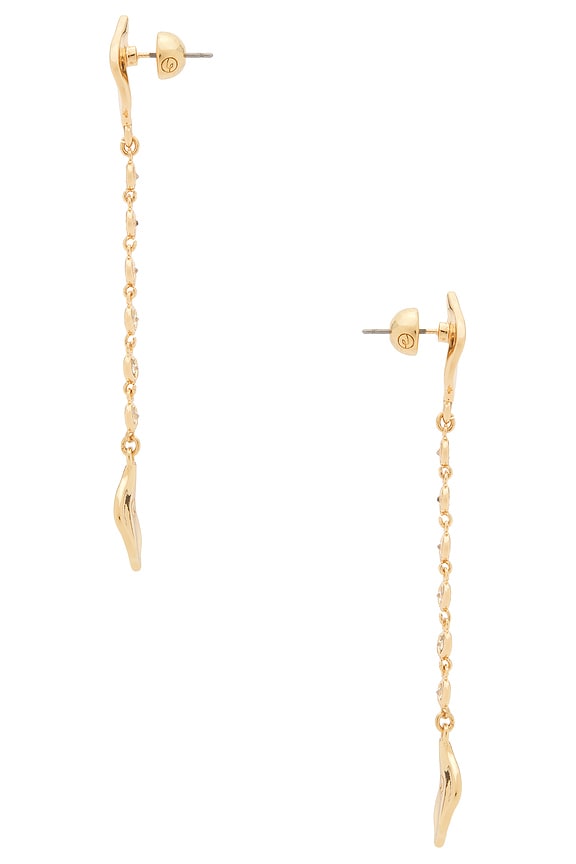 view 2 of 2 PENDIENTES COLGANTES BLOOM & CHAIN in Clear Crystal & Gold
