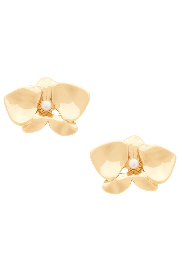 view 1 of 2 CLOUS D'OREILLES PEARL BLOSSOM in Freshwater Pearl & Gold