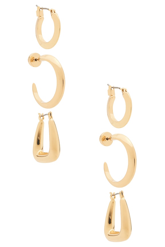view 1 of 3 SET PENDIENTES MODERN SHAPES in Gold