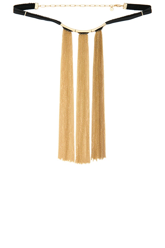 view 1 of 3 Hanging By A Moment Necklace in Black Suede & Gold