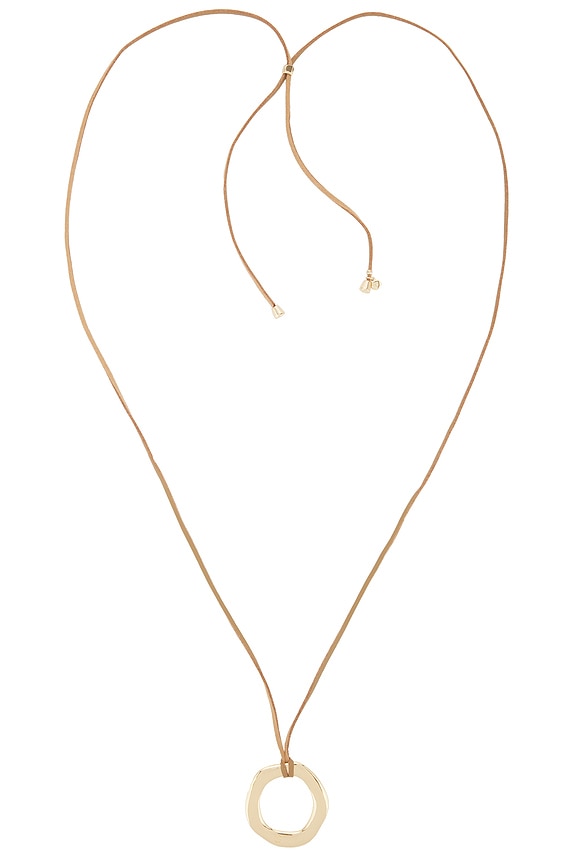 view 1 of 3 Open Circle Adjustable Suede Necklace in Tan