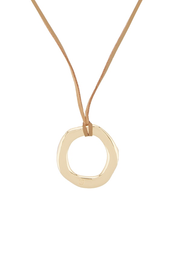 view 2 of 3 Open Circle Adjustable Suede Necklace in Tan