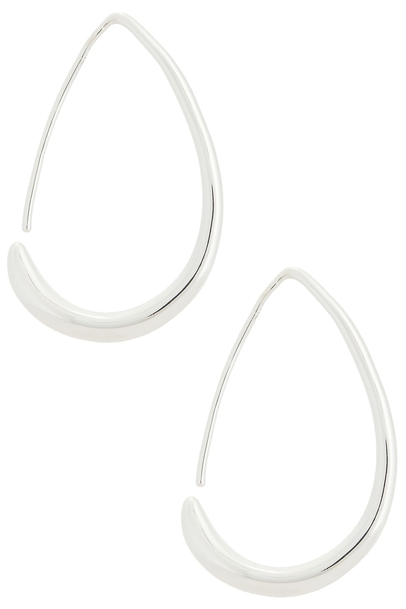 view 2 of 3 Simple Threader Hoop Earrings in Silver