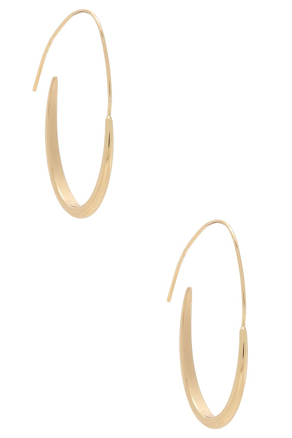 view 1 of 3 Oval Threader Hoops in Gold