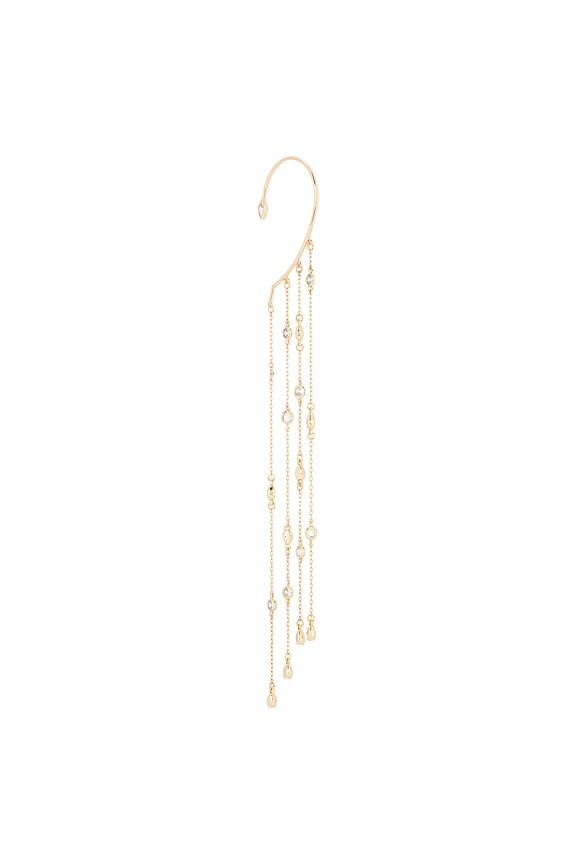 view 1 of 3 Linear Chains Statement Ear Cuff in Clear & Gold