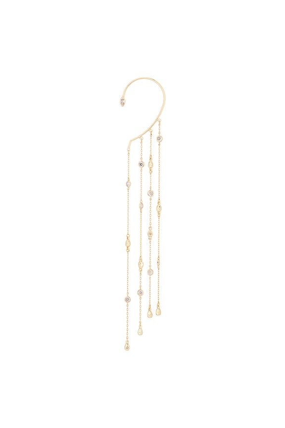 view 2 of 3 Linear Chains Statement Ear Cuff in Clear & Gold