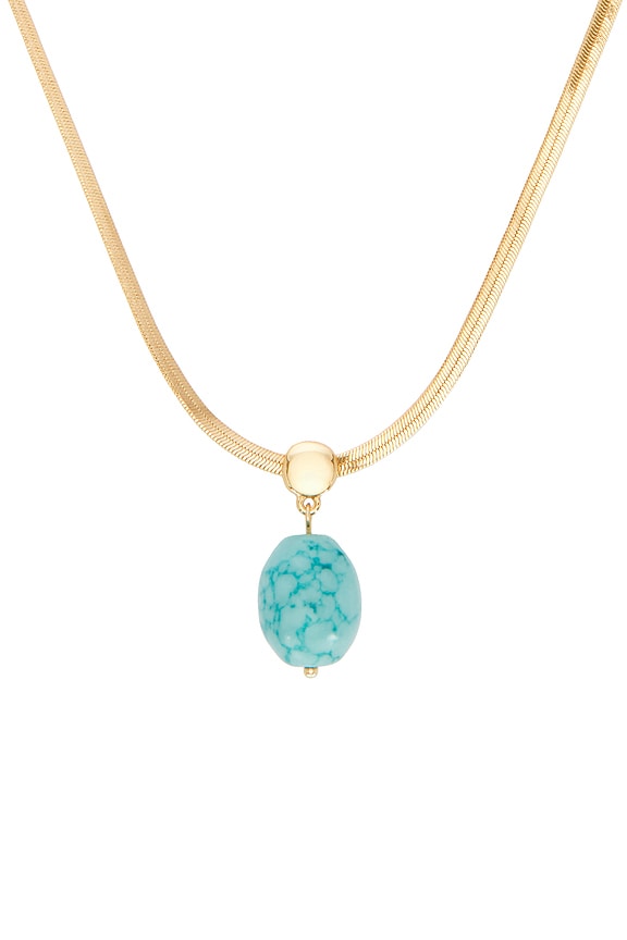 view 2 of 2 Turquoise Pendant Snake Chain in Turquoise & Gold