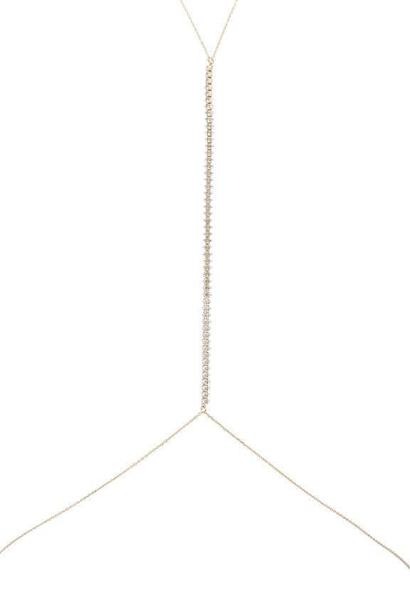 view 2 of 2 Dainty Crystal Body Chain in Gold