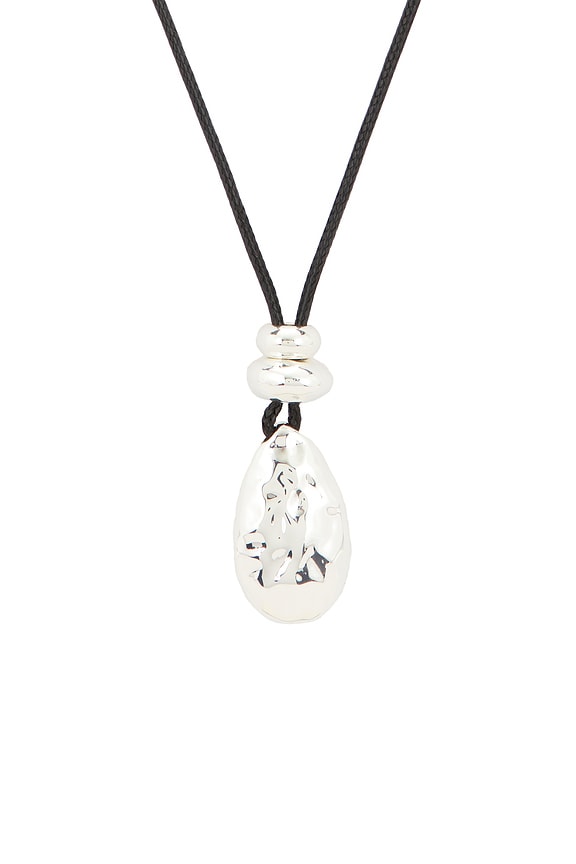view 2 of 3 Metal Drop Cord Necklace in Black & Silver