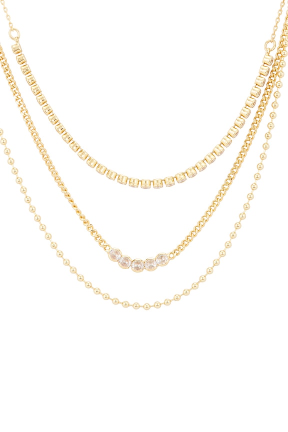 view 2 of 3 Crystal Layers Necklace in Clear & Gold