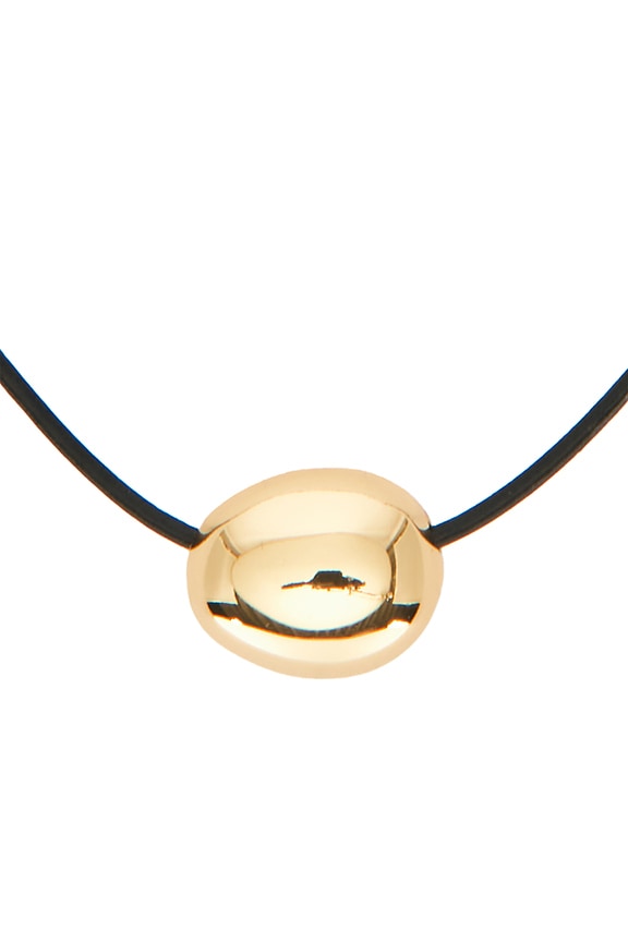 view 2 of 2 Polished Pebble Black Leather Pendant Necklace in Black