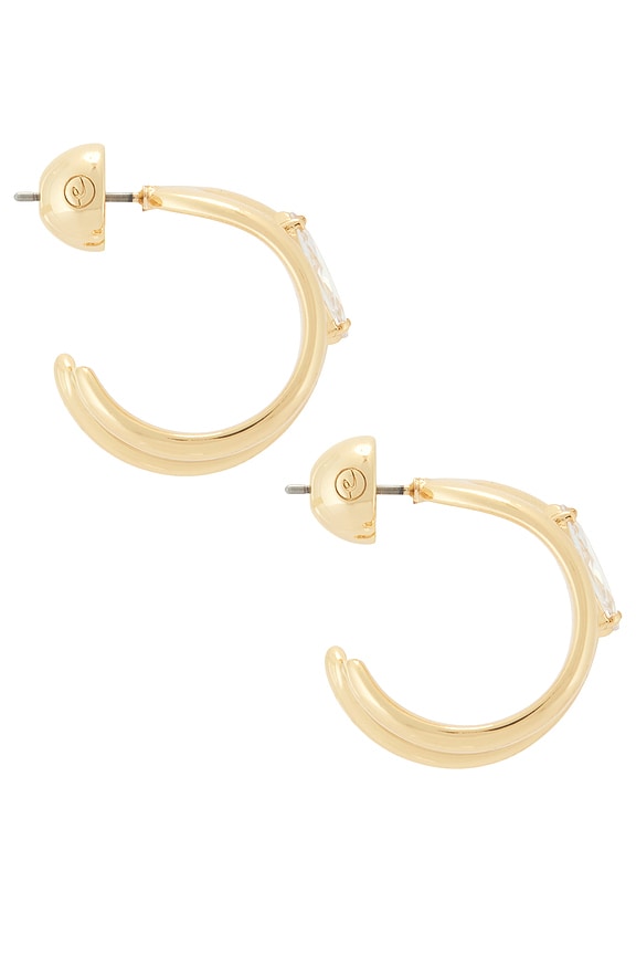 view 2 of 3 Orbit Crystal Hoop Earrings in Gold