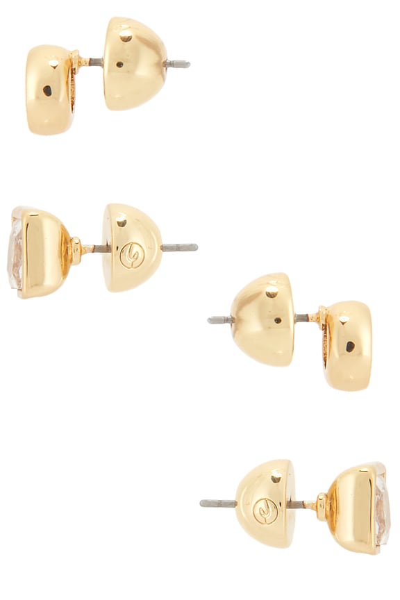 view 2 of 2 Classic Pairs Crystal Stud Set in Gold