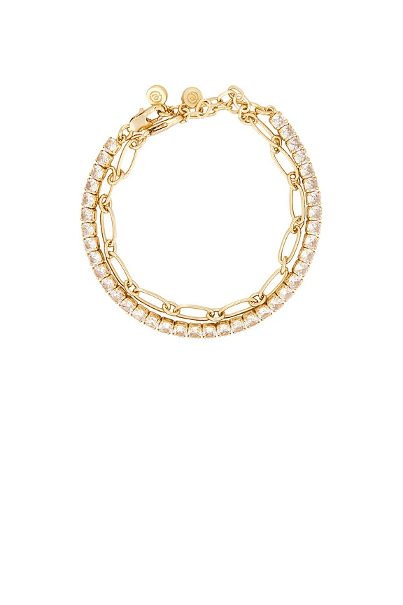 view 2 of 6 Crystal & Oval Chain Bracelet Set in Gold