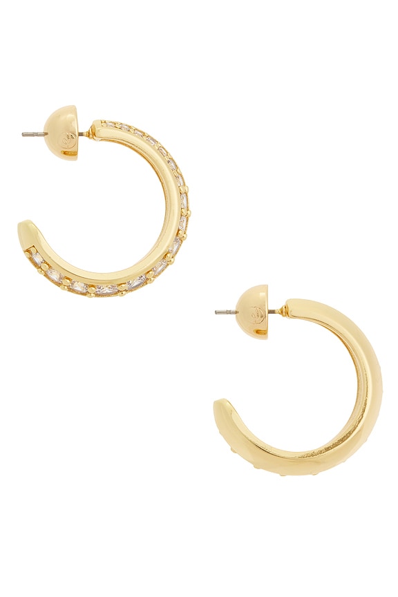 view 2 of 3 Crystal Curve Huggie Hoops in Gold
