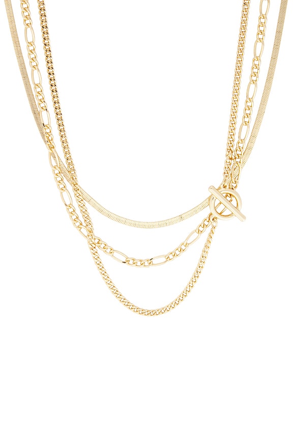 view 2 of 3 Gilded Layered Link Necklace in Gold