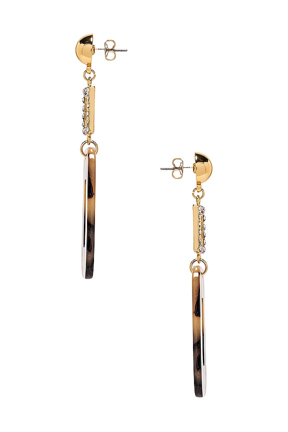 view 2 of 2 Rhinestone Tortoise Dangling Earring in Brown