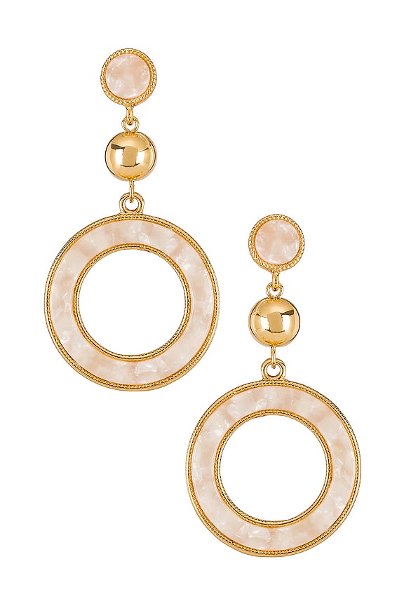 view 1 of 2 Drop Hoop Earrings in White